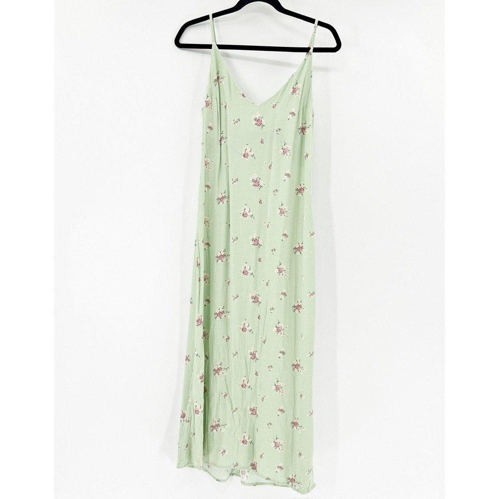 Reformation Sage Green Alexandra Floral Midi Slip Dress V-Neck Sleeveless Size 4 - Picture 2 of 6